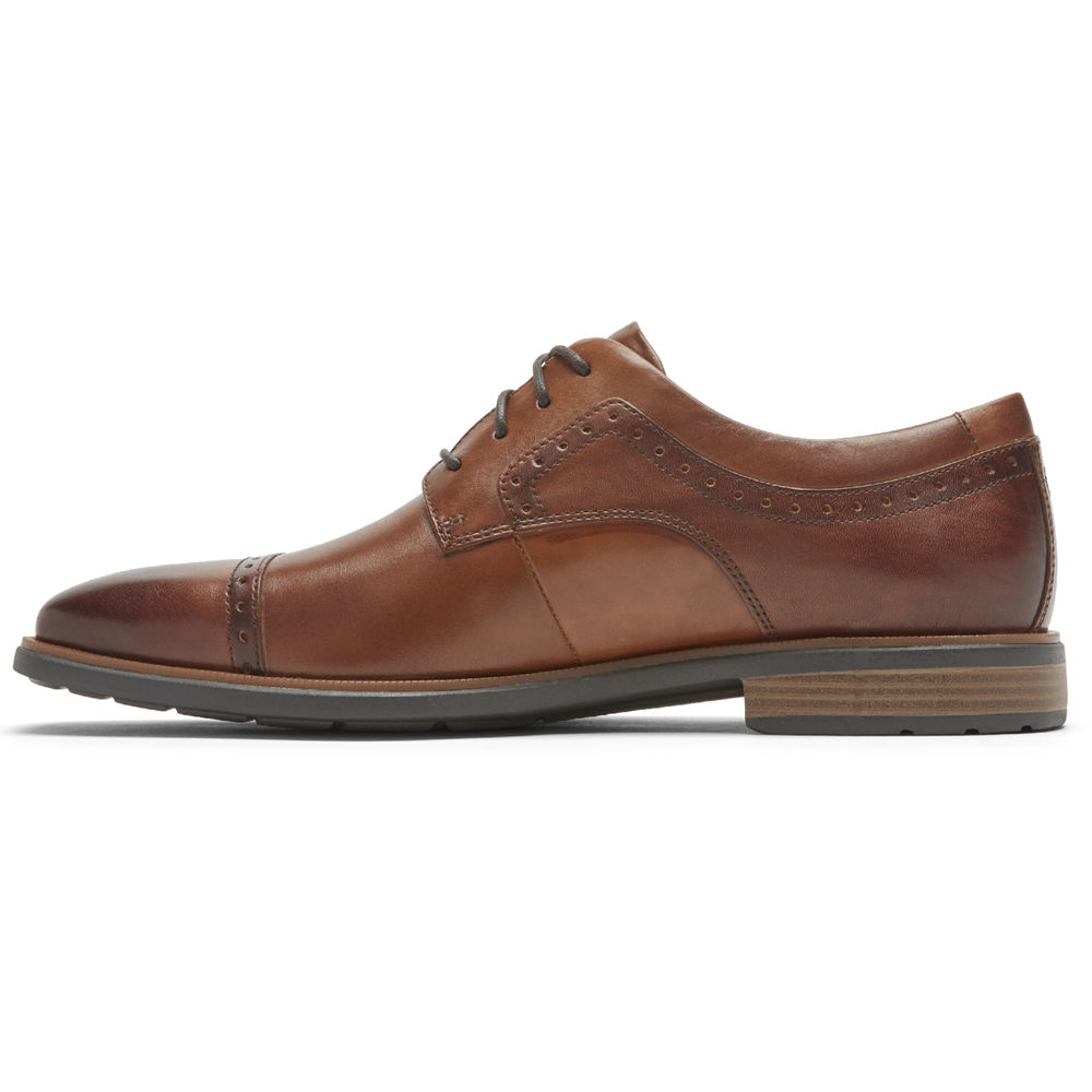 Rockport Singapore Mens Oxfords - Farrow Cap Toe Brown - YG5819340